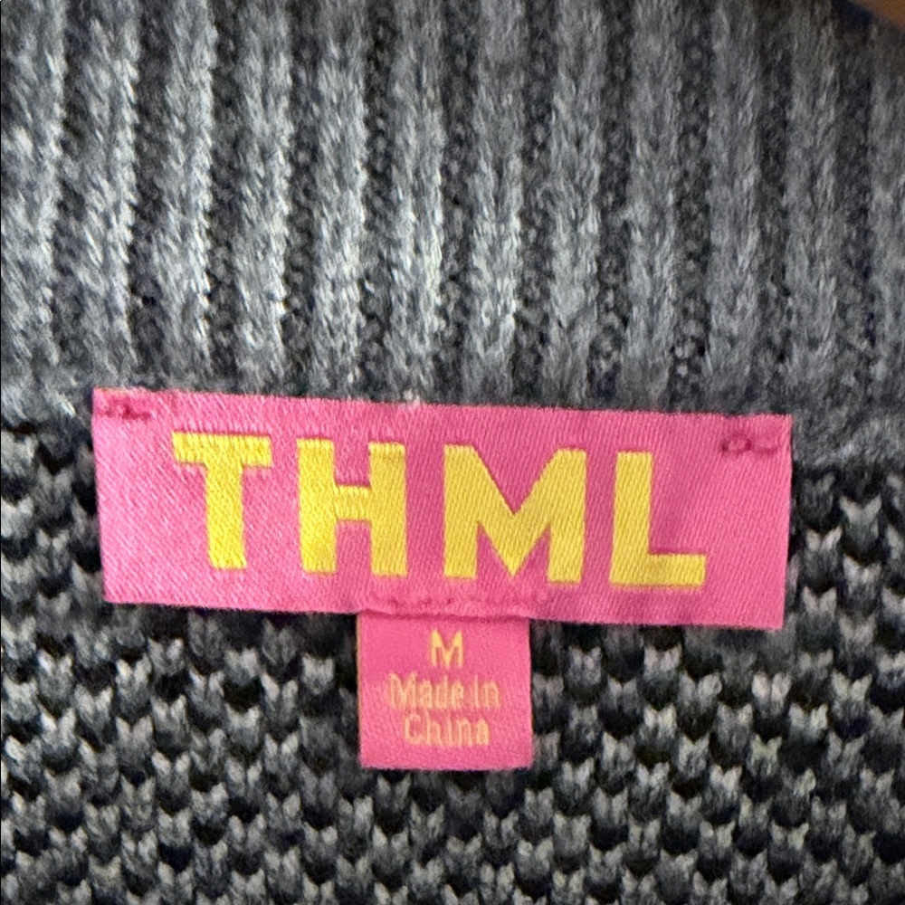 THML Black and Gray Leopard Print Sweater - Picture 2 of 3